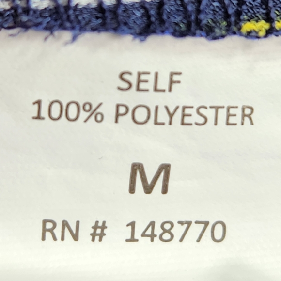 Sienna Sky Navy w/Yellow & White Stripes Short Sleeve Cold Shoulder Top Medium - Picture 8 of 9